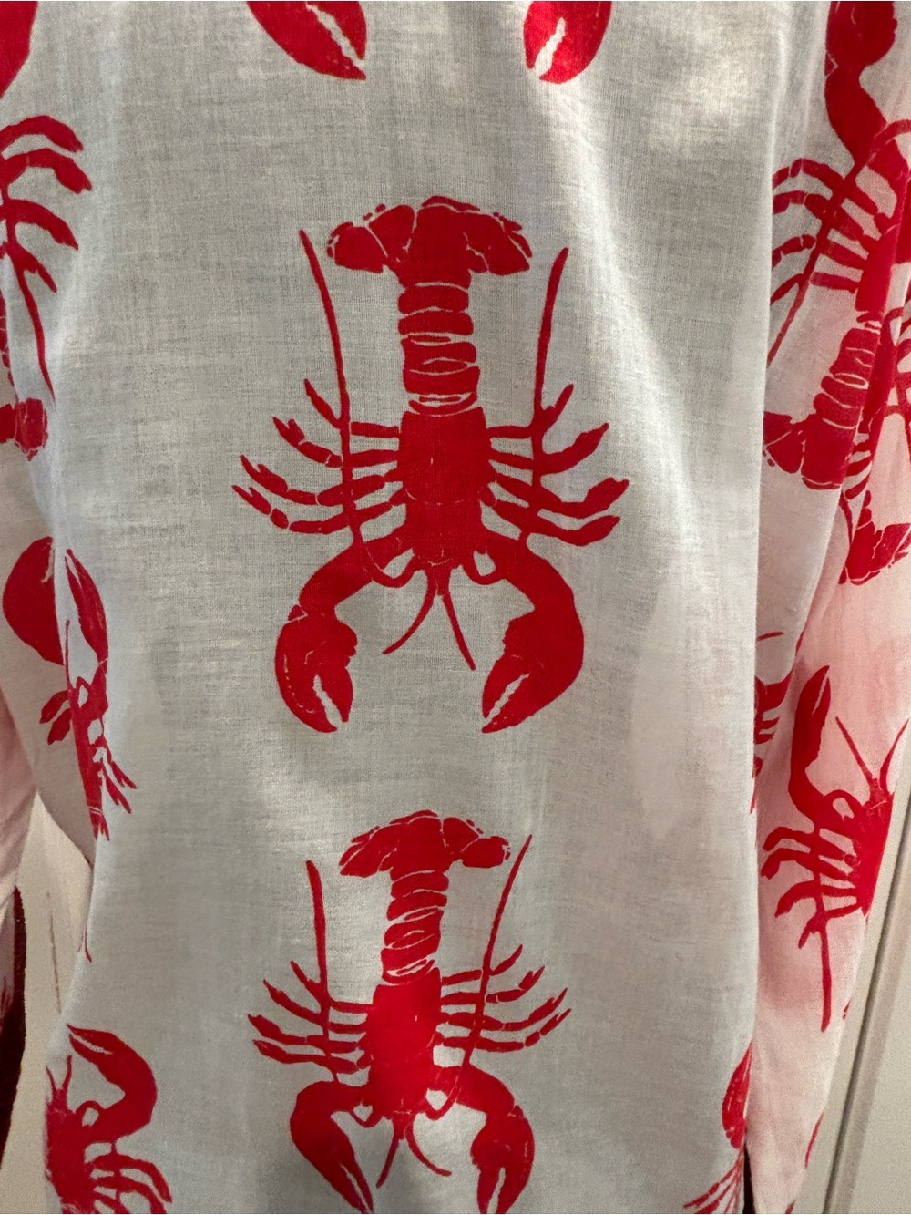 Barbara Gerwit Beaded Lobster Tunic White Red White Womens M Coastal Lobster - Picture 9 of 15